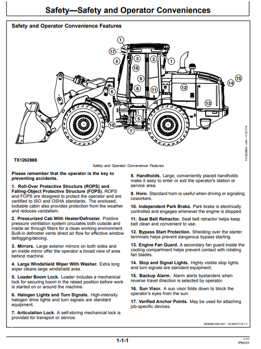 JOHN DEERE 524 P-TIER, GEN-A 4WD LOADER OPERATOR MANUAL OMT453605X019
