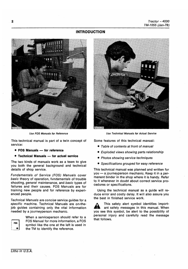 JOHN DEERE 4030 TRACTOR TECHNICAL MANUAL TM1055
