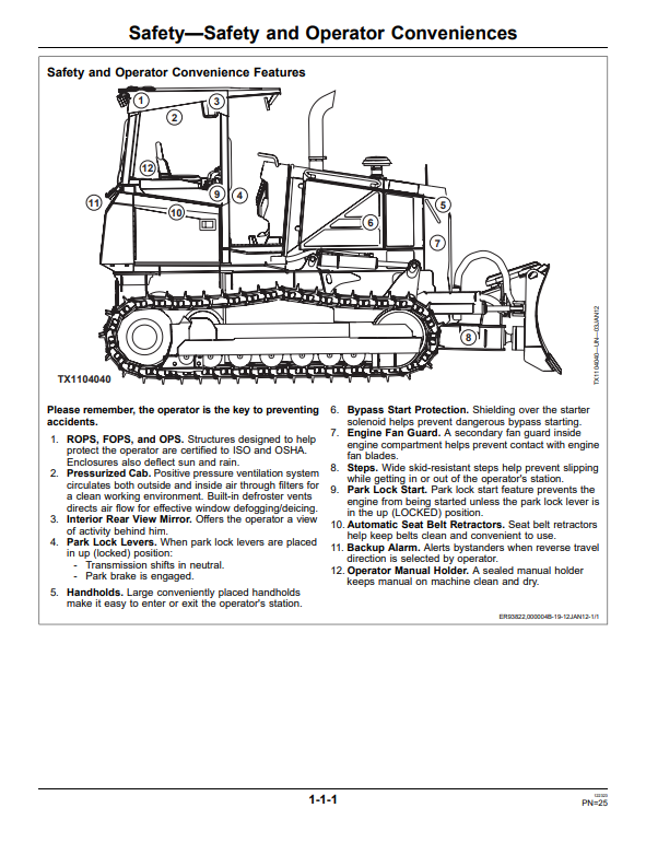 JOHN DEERE 700K CRAWLER DOZER OPERATOR MANUAL OMT288306