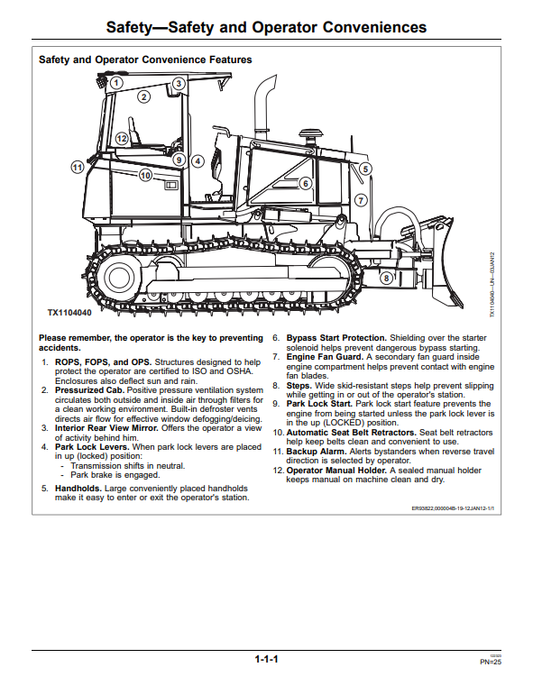 JOHN DEERE 700K CRAWLER DOZER OPERATOR MANUAL OMT288306