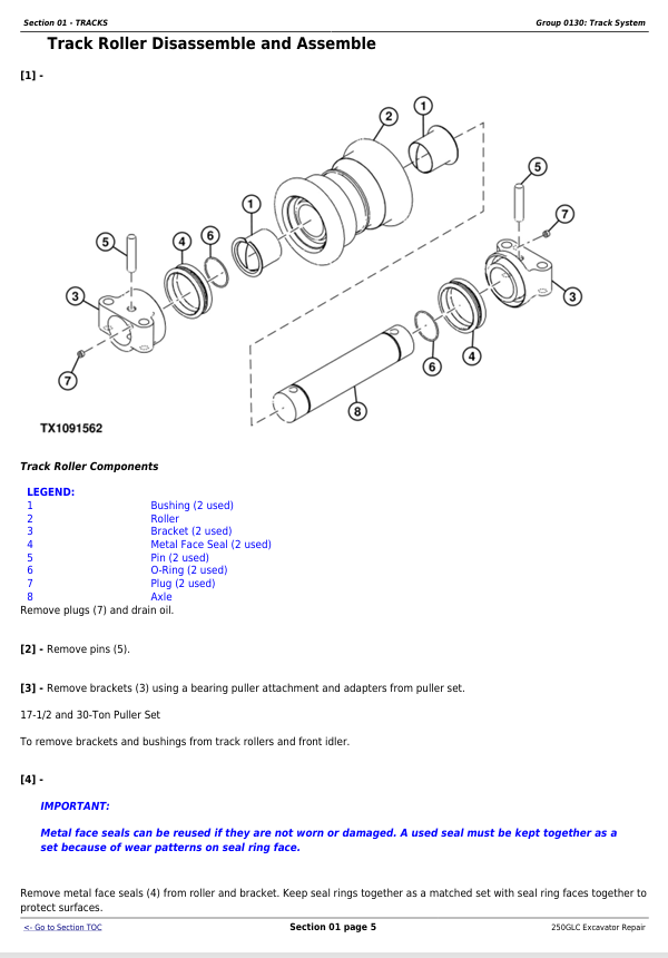 JOHN DEERE 250GLC EXCAVATOR REPAIR TECHNICAL MANUAL TM12177