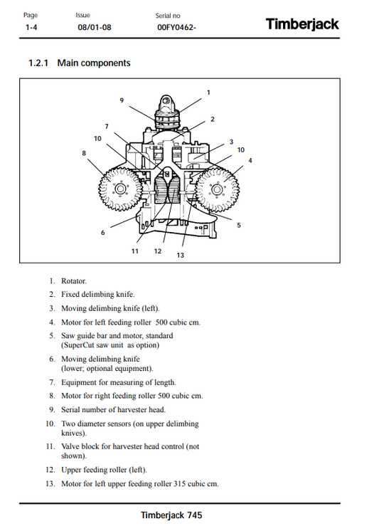 JOHN DEERE TIMBERJACK 745 HARVESTER HEAD OPERATOR AND MAINTENANCE MANUAL F062419