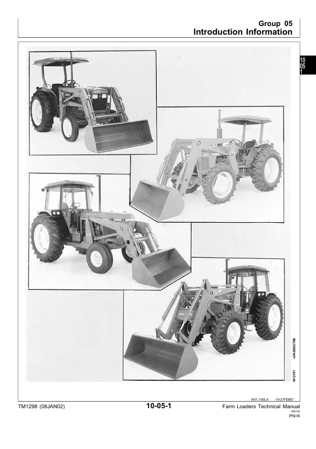 JOHN DEERE 100, 110, 146, 148, 158, 175, 245, 260, 265, 280, 75 AND 80 FARM LOADER TECHNICAL MANUAL TM1298