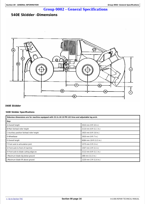 JOHN DEERE 540E, 640E, 740E SKIDDER, 548E, 648E, 748E GRAPPLE SKIDDER REPAIR TECHNICAL MANUAL TM1486