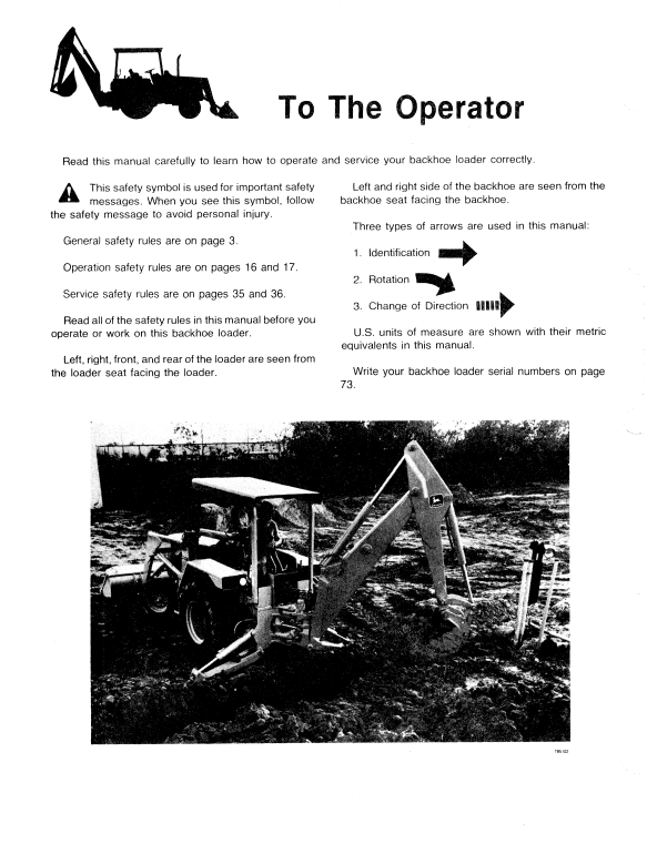 JOHN DEERE 310B BACKHOE LOADER OPERATOR MANUAL OMT79465
