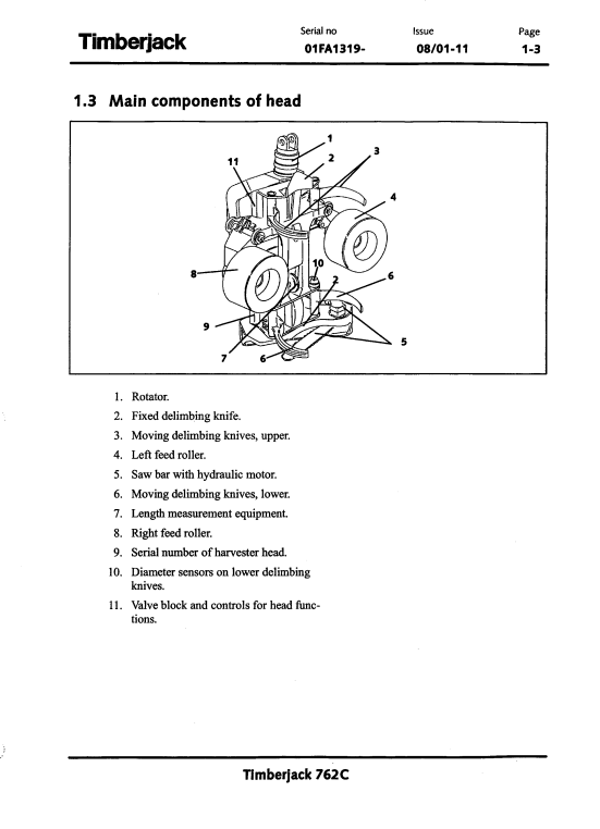 JOHN DEERE TIMBERJACK 762C HARVESTER HEAD OPERATOR AND MAINTENANCE MANUAL F062457