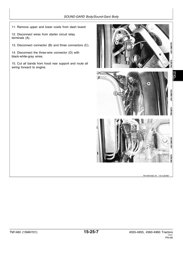 JOHN DEERE 4555, 4755, 4955 AND 4560, 4760, 4960 TRACTOR REPAIR MANUAL TM1460