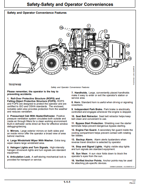 JOHN DEERE 844 P AND 904 P 4WD LOADER OPERATOR MANUAL OMT473605X019