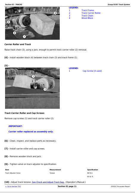 JOHN DEERE 250GLC EXCAVATOR REPAIR TECHNICAL MANUAL TM12177