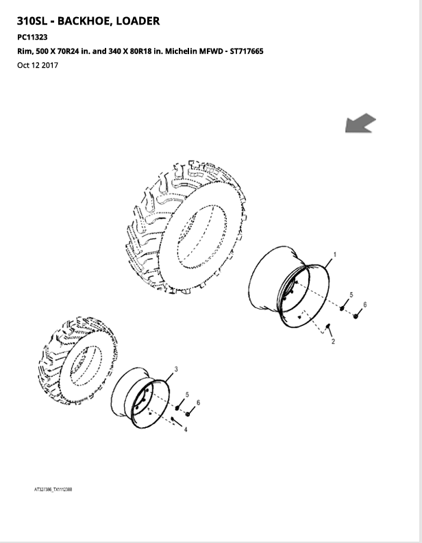 JOHN DEERE 310SL-BACKHOE LOADER PARTS CATALOG MANUAL PC11323