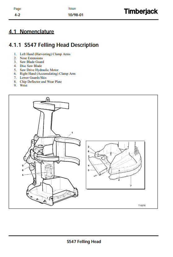 JOHN DEERE S547 STT DISC SAW FELLING HEAD OPERATOR MANUAL OMF289031