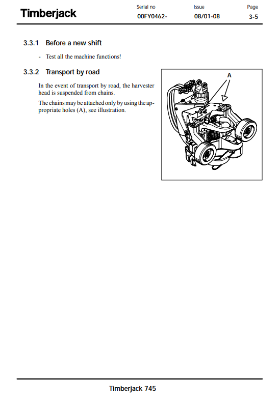 JOHN DEERE TIMBERJACK 745 HARVESTER HEAD OPERATOR AND MAINTENANCE MANUAL F062419