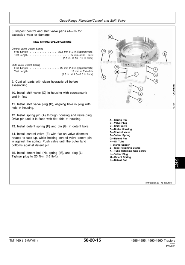 JOHN DEERE 4555, 4755, 4955 AND 4560, 4760, 4960 TRACTOR REPAIR MANUAL TM1460