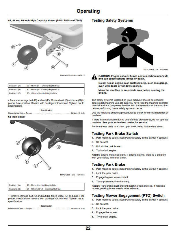 JOHN DEERE Z425, Z445, Z465, Z645, Z655 AND Z665, Z400 AND Z600 SERIES EZTRAK™ OPERATOR MANUAL OMM170186