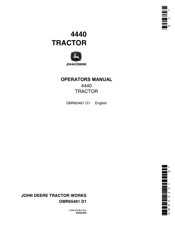 JOHN DEERE 4440 TRACTOR OPERATOR MANUAL OMR65461