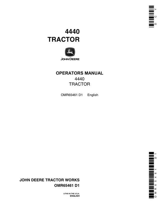 JOHN DEERE 4440 TRACTOR OPERATOR MANUAL OMR65461