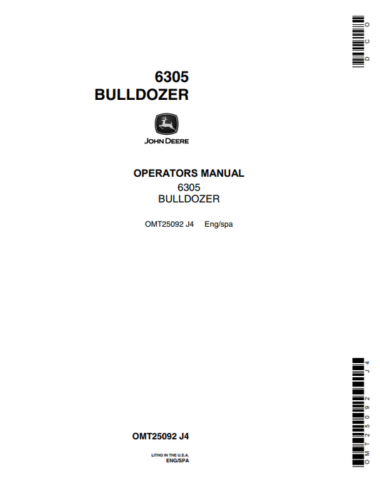 JOHN DEERE 6305 BULLDOZER OPERATOR MANUAL OMT25092