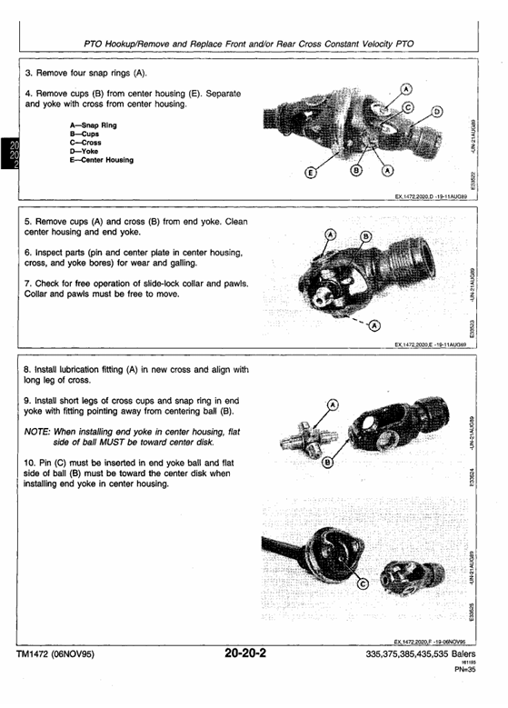 JOHN DEERE 335, 375, 385, 435, 535 ROUND BALER TECHNICAL MANUAL TM1472