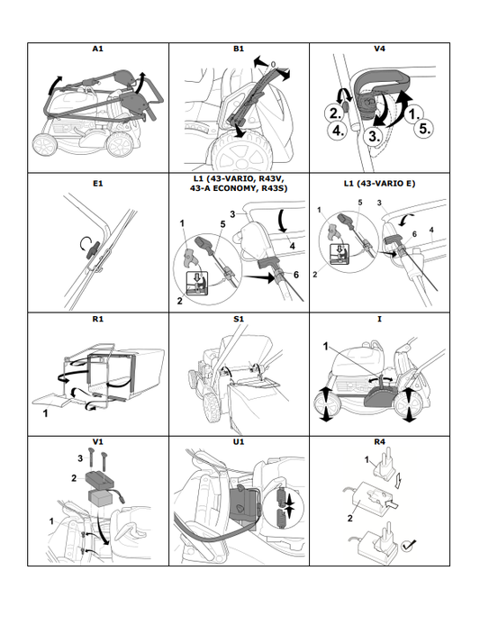 JOHN DEERE 43-A ECONOMY, 43-VARIO, 43-VARIO E R43S, R43V LAW MOWERS OPERATOR MANUAL SAU16197