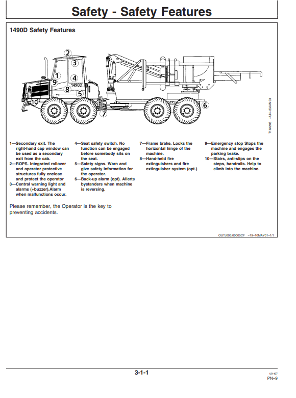 JOHN DEERE 1490D ENERGY HARVESTER OPERATOR MANUAL OMF072628