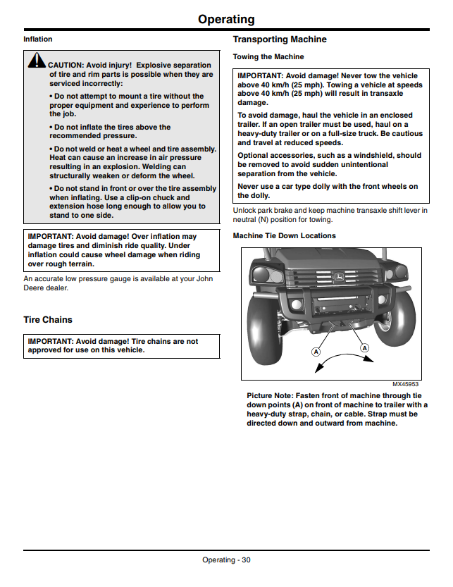 JOHN DEERE GATOR™ UTILITY VEHICLE XUV 625I OPERATOR MANUAL OMM165096