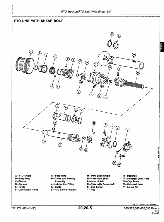 JOHN DEERE 335, 375, 385, 435, 535 ROUND BALER TECHNICAL MANUAL TM1472