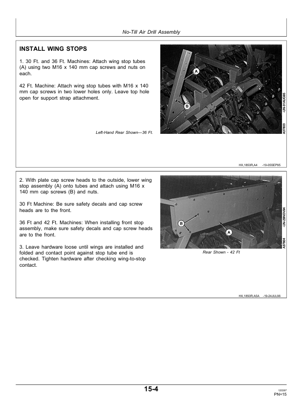 JOHN DEERE 1850 NO TILL AIR DRILL PRE DELIVERY INSTRUCTION MANUAL PDIA58181