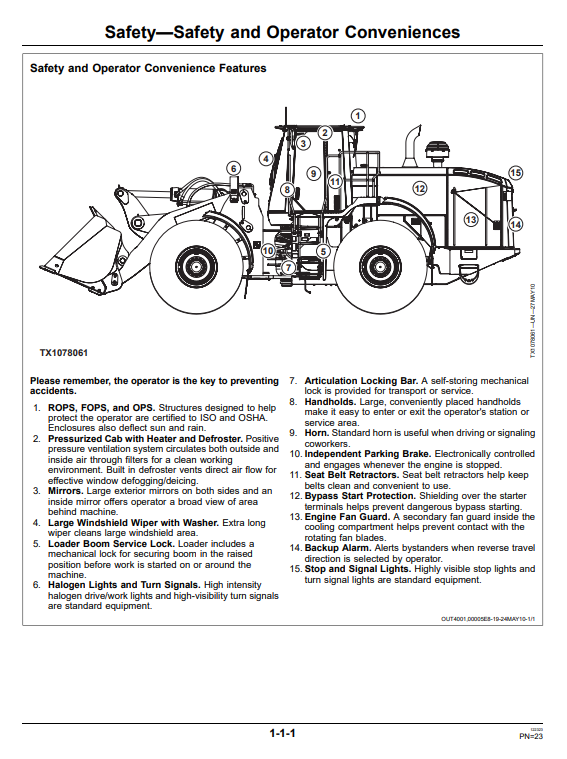 JOHN DEERE 744K 4WD LOADER OPERATOR MANUAL OMT260548