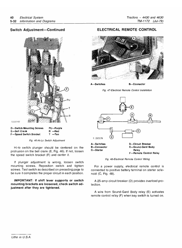 JOHN DEERE 4430 AND 4630 TRACTOR TECHNICAL MANUAL TM1172