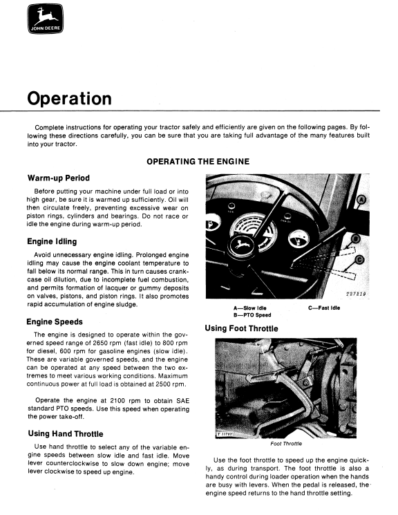 JOHN DEERE JD301 TRACTOR AND LOADER OPERATOR MANUAL OMT42366