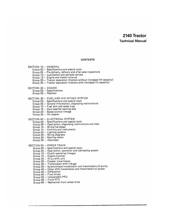 JOHN DEERE 2140 TRACTOR TECHNICAL MANUAL