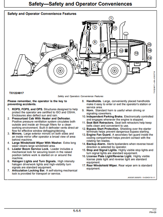 JOHN DEERE 544K-II 4WD LOADER OPERATOR MANUAL OMT386124X19