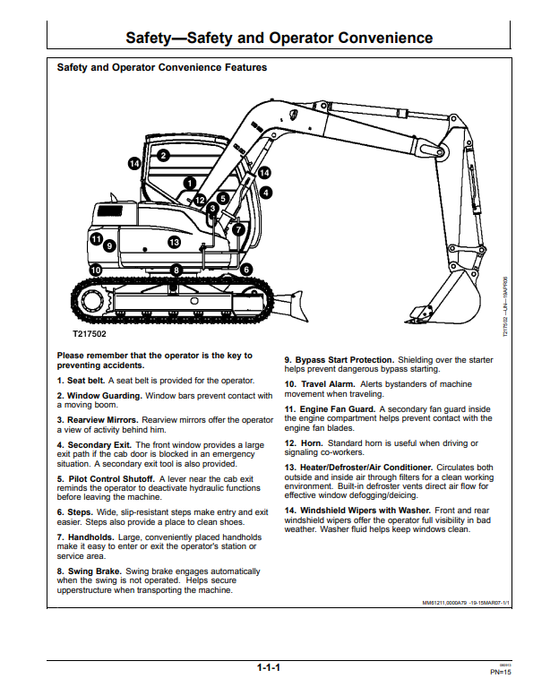 JOHN DEERE 75C EXCAVATOR OPERATOR MANUAL OMT224273