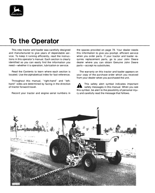 JOHN DEERE JD401 TRACTOR AND JD401-A LOADER OPERATOR MANUAL OMT42367