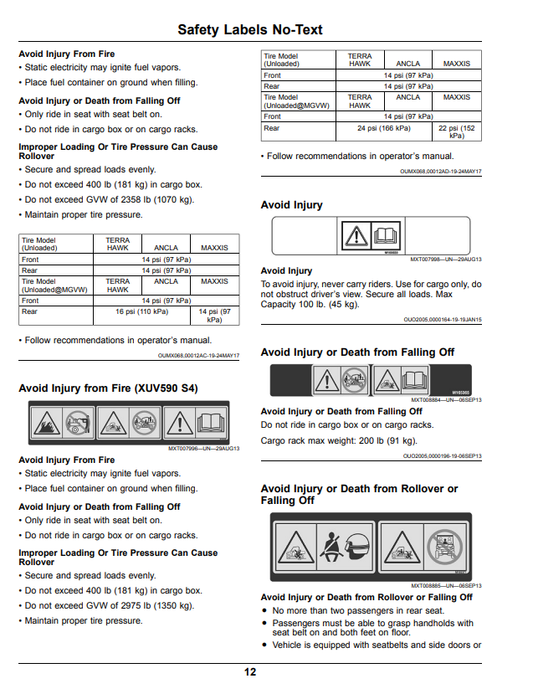 JOHN DEERE XUV590M, XUV590M S4 GATOR™ UTILITY VEHICLE OPERATOR MANUAL OMUC12982