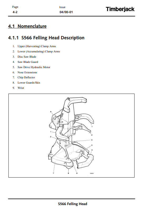 JOHN DEERE S566 STT DISC SAW FELLING HEAD OPERATOR MANUAL OMF295727