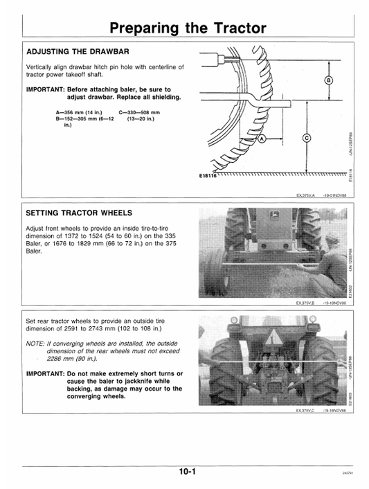 JOHN DEERE 335 AND 375 ROUND BALER OPERATOR MANUAL OME81757
