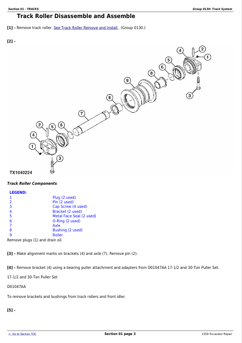 JOHN DEERE 135D EXCAVATOR REPAIR TECHNICAL MANUAL TM10743