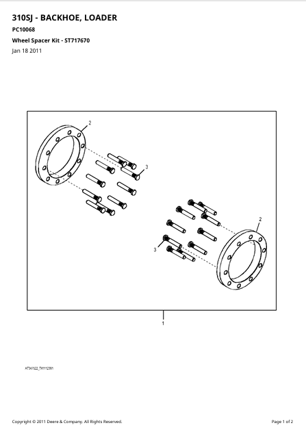 JOHN DEERE 310SJ-BACKHOE LOADER PARTS CATALOG MANUAL PC10068