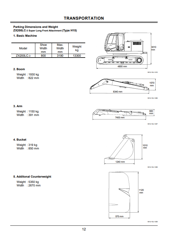 HITACHI ZAXIS 200LC-3, 210LC-3 EXCAVATOR OPERATOR MANUAL EM1U1SL12
