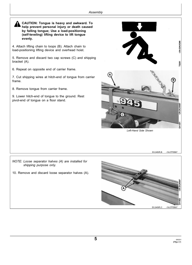 JOHN DEERE 945 CENTER PIVOT ROTARY ROLL MOWER CONDITIONER PRE DELIVERY INSTRUCTION MANUAL PDIE91038
