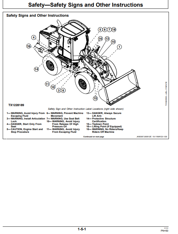 JOHN DEERE 544K-II 4WD LOADER OPERATOR MANUAL OMT386124X19