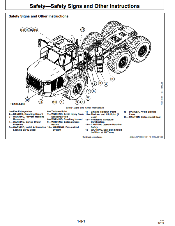 JOHN DEERE 460E-II AND 460 P SCRAPER READY ARTICULATED DUMP TRUCK OPERATOR MANUAL OMT494057X019