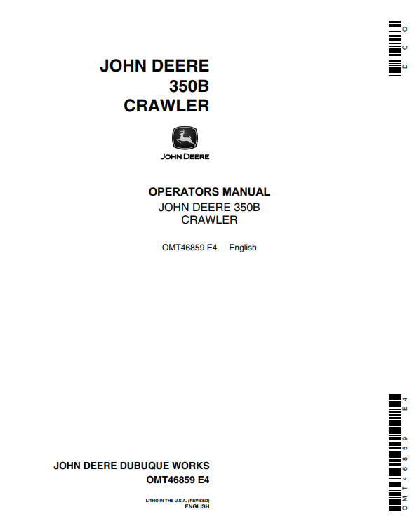 JOHN DEERE 350B CRAWLER OPERATOR MANUAL OMT46859