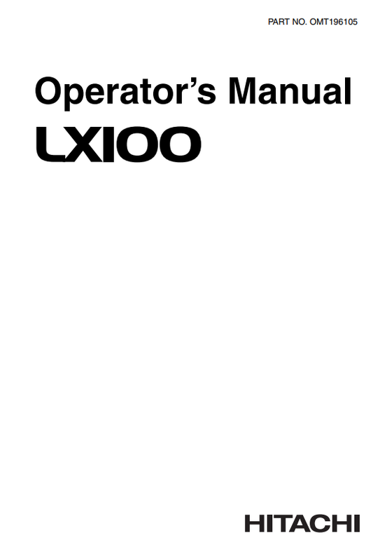 HITACHI LX100 LOADER OPERATOR MANUAL OMT196105