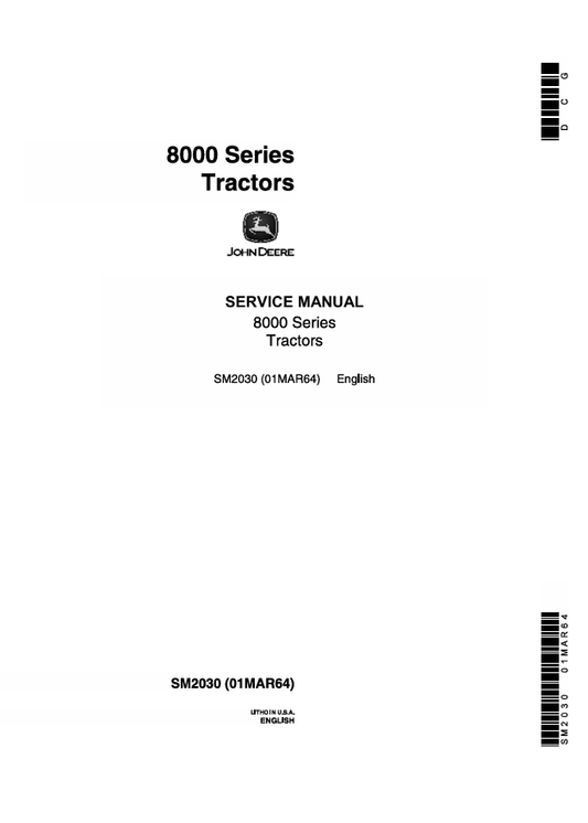 JOHN DEERE 8000 SERIES TRACTOR SERVICE MANUAL SM2030