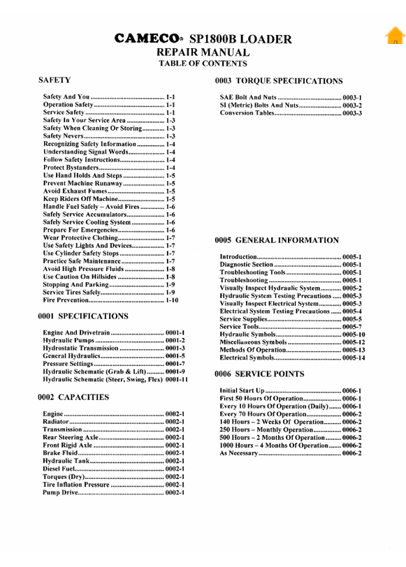 JOHN DEERE SP1800B LOADER REPAIR MANUAL