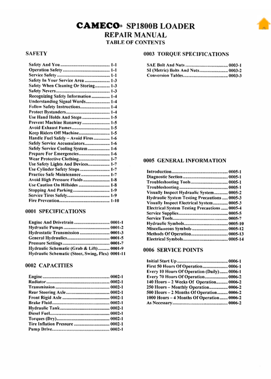 JOHN DEERE SP1800B LOADER REPAIR MANUAL