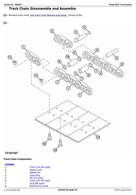 JOHN DEERE 135D EXCAVATOR REPAIR TECHNICAL MANUAL TM10743