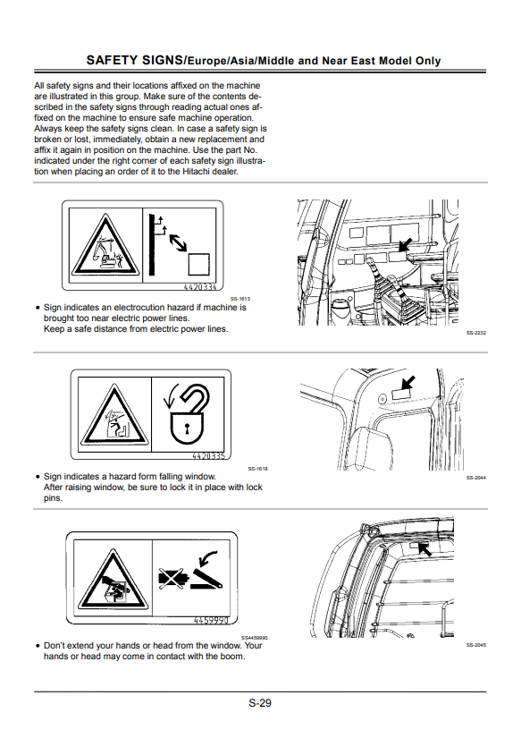 HITACHI ZAXIS 500LC, 500LCH EXCAVATOR OPERATOR MANUAL EM16R11